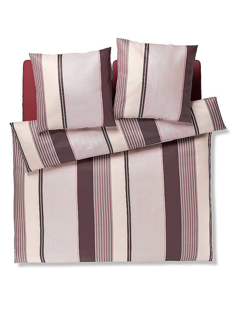JOOP Satin Bettwäsche HERRINBONE STRIPES 2x70x90cm/200x200cm Rose beere