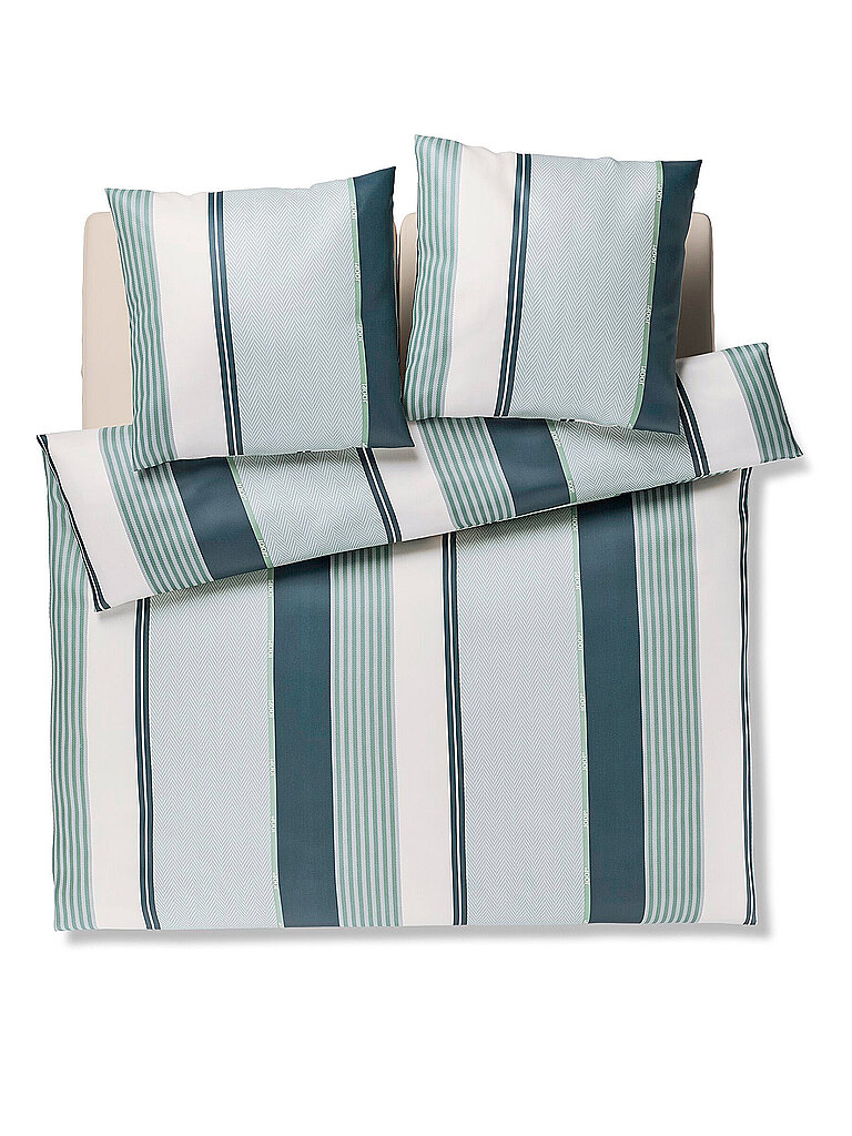 JOOP Satin Bettwäsche HERRINBONE STRIPES 2x70x90cm/200x200cm Emerald dunkelgrün
