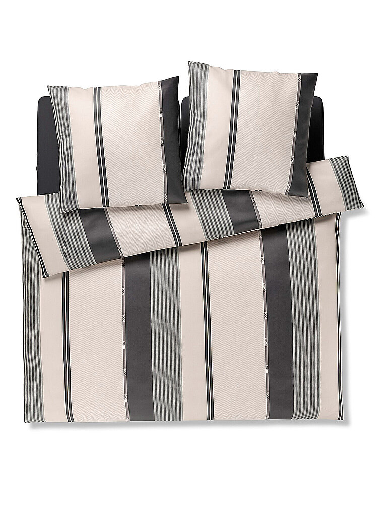 JOOP Satin Bettwäsche HERRINBONE STRIPES 2x70x90cm/200x200cm Black schwarz
