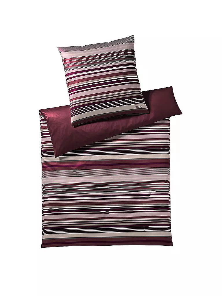 JOOP | Satin Bettwäsche 70x90cm/140x200cm Micro Lines Rose | dunkelrot