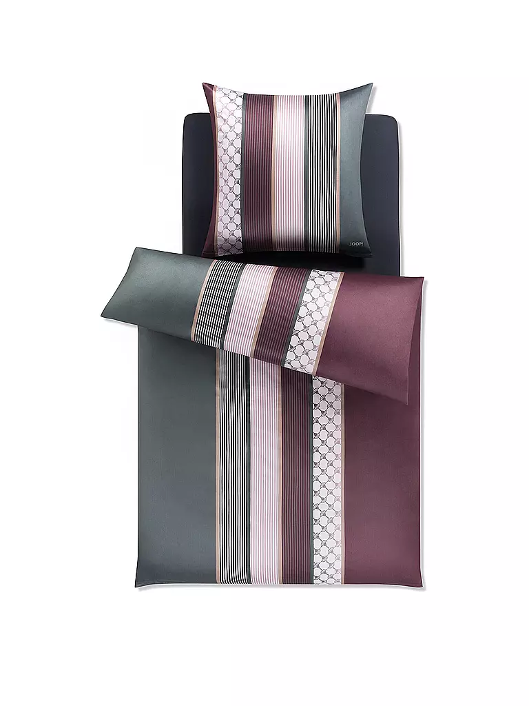 JOOP | Satin Bettwäsche Cornflower Stripes 70x90cm / 140x220cm Deep Wine | beere