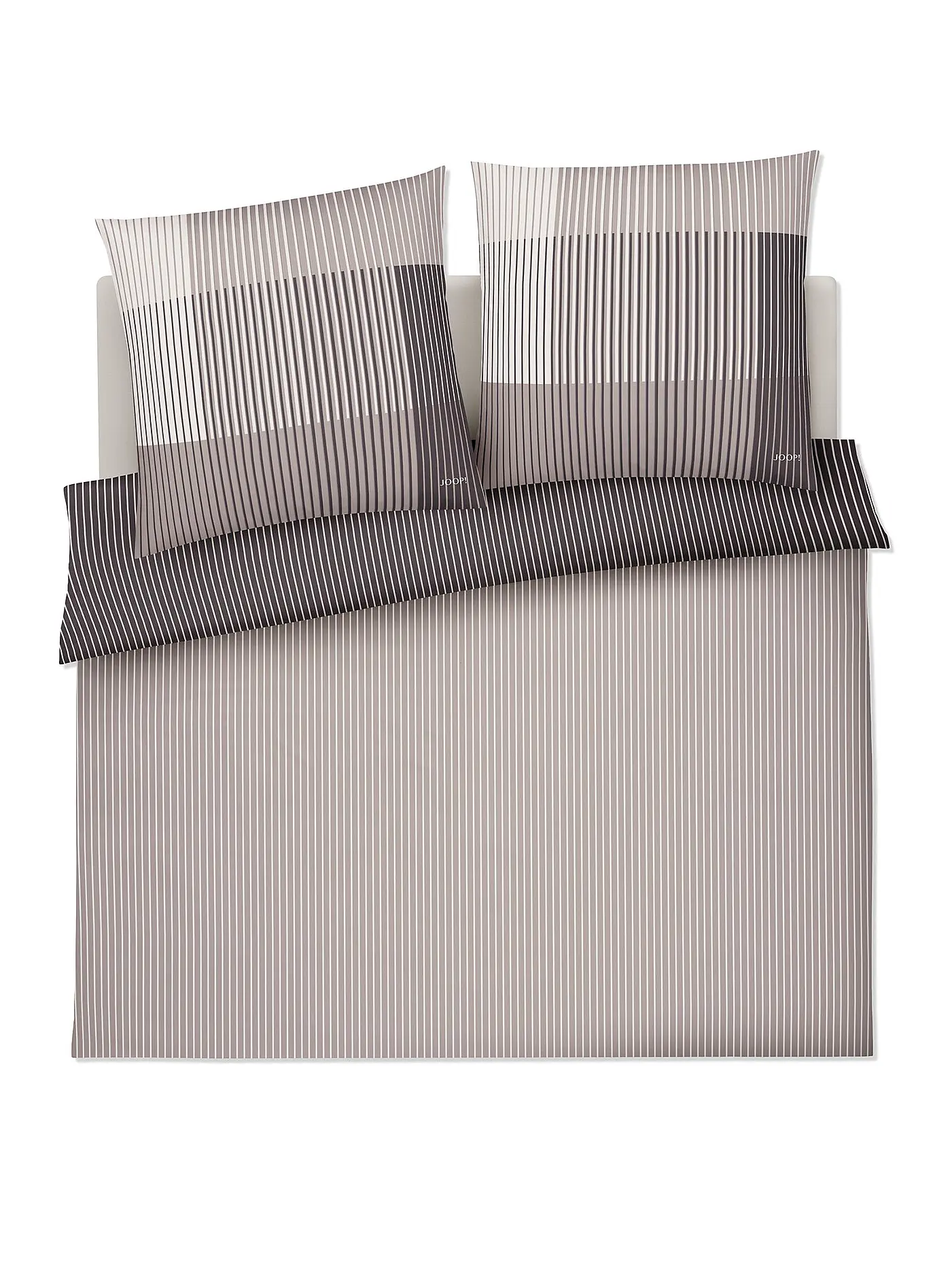 JOOP | Satin Bettwäsche DIVIDED 2x 70x90cm / 200x200cm Blush | hellgrau