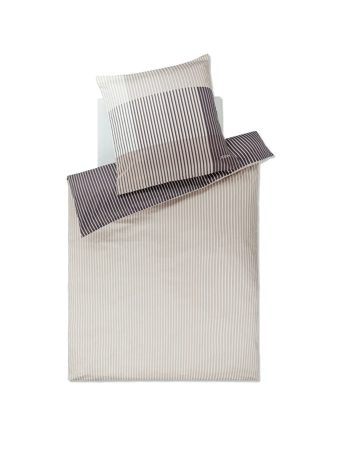 JOOP | Satin Bettwäsche DIVIDED 70x90cm / 140x220cm Jade | hellgrau