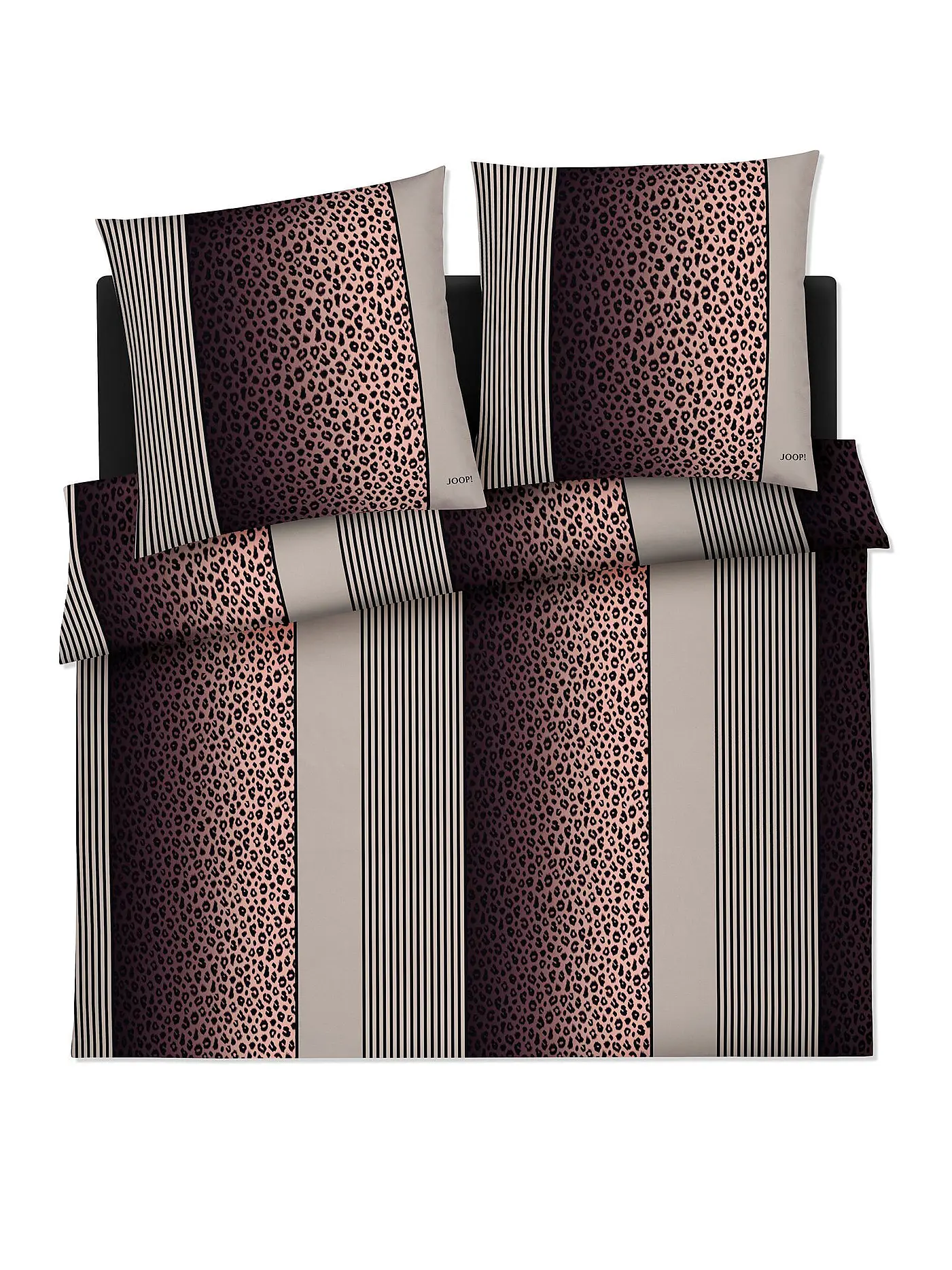 JOOP | Satin Bettwäsche LEO 2x 70x90cm / 200x200cm Sand | grau