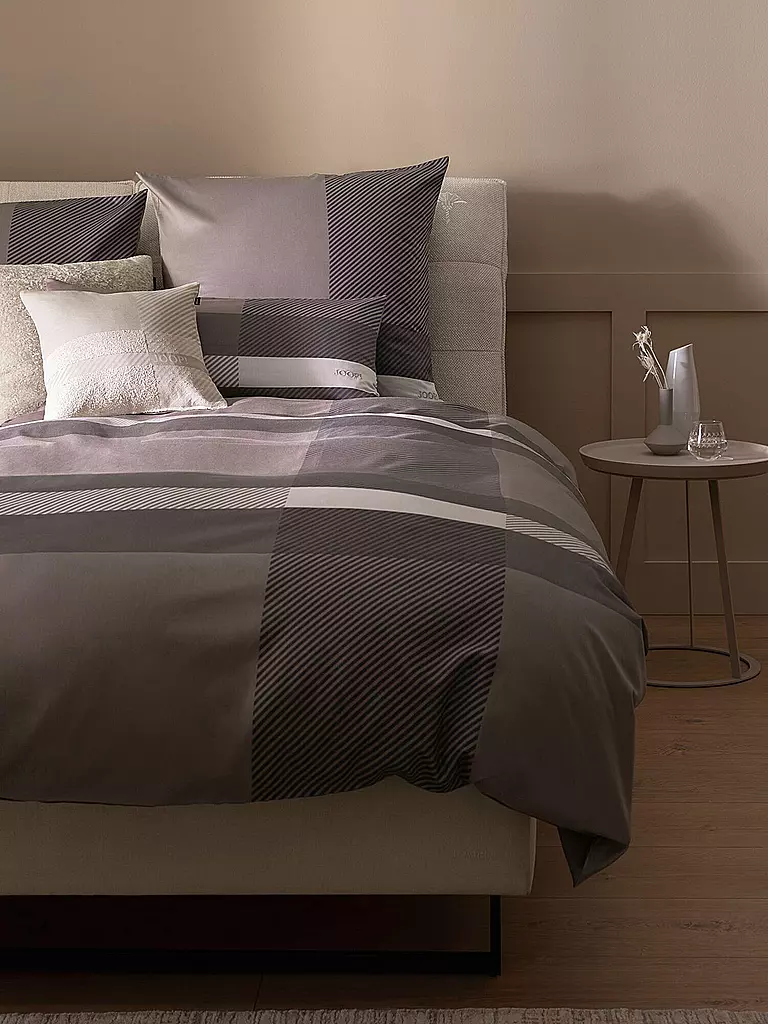 JOOP | Satin Bettwäsche MODERN 70x90cm/140x200cm Stone | grau