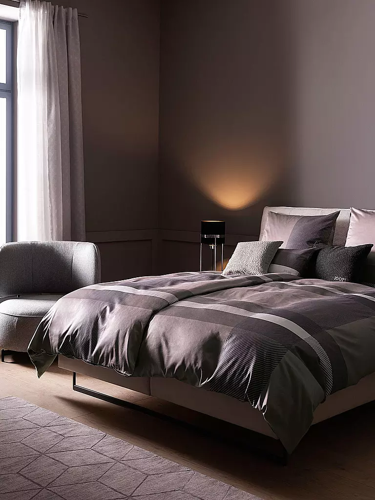 JOOP | Satin Bettwäsche MODERN 70x90cm/140x200cm Stone | grau