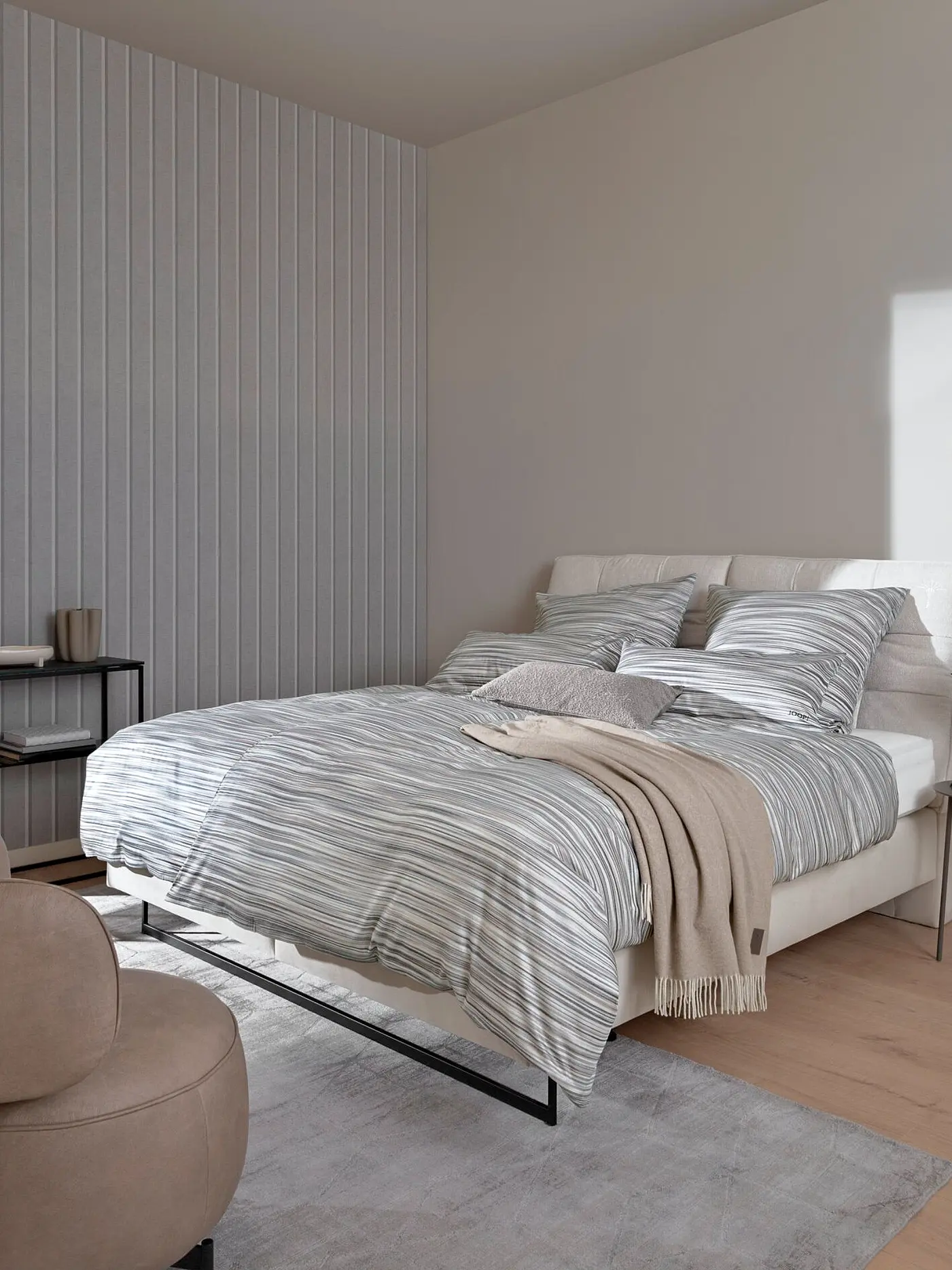 JOOP | Satin Bettwäsche VIVID 2x 70x90cm/200x200cm Stone | grau