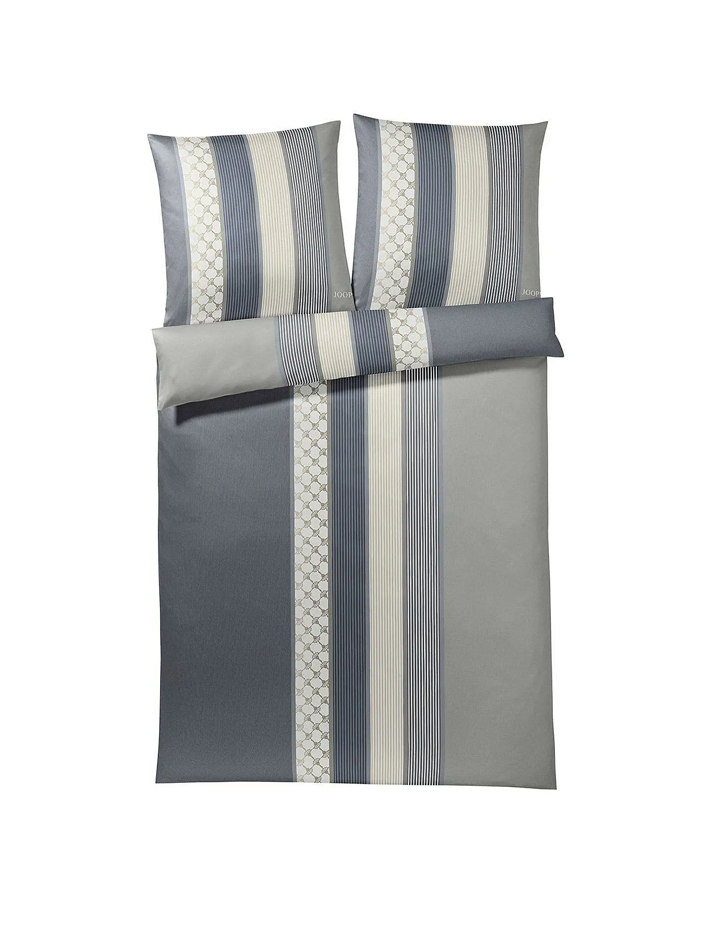 JOOP | Satin-Bettwäsche "Cornflower Stripes" 70x90 / 140x200cm (Deep Wine) | grau