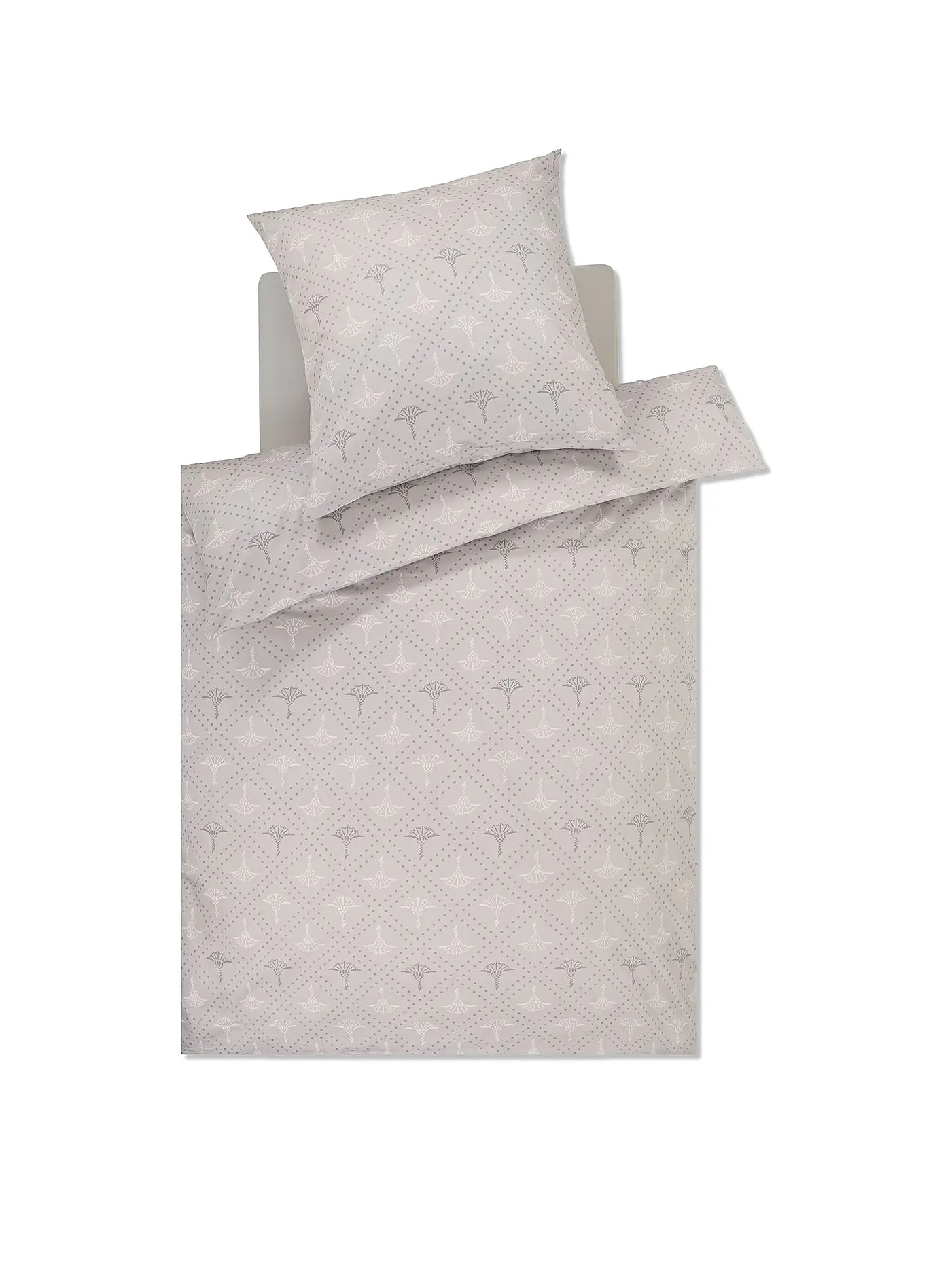 JOOP | Satin-Bettwäsche CORNFLOWER CHARM 70x90 / 140x200cm Nude | hellgrau