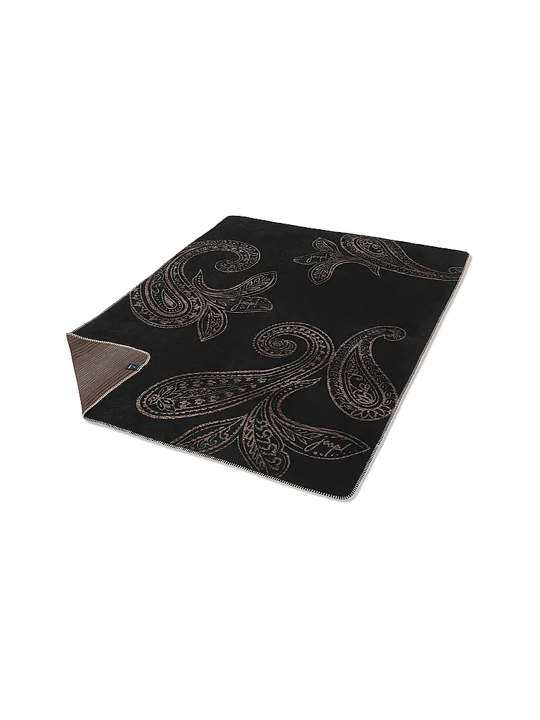JOOP | Wohndecke - Plaid 150x200cm JOOP! PAISLEY Stripes Schwarz | schwarz