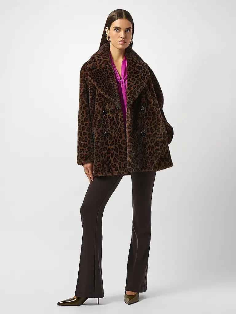 JOSEPH RIBKOFF | Mantel in Felloptik | Schwarz