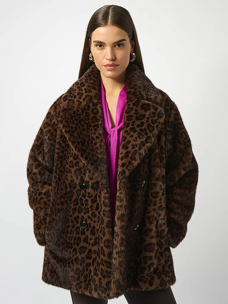 JOSEPH RIBKOFF | Mantel in Felloptik | Schwarz