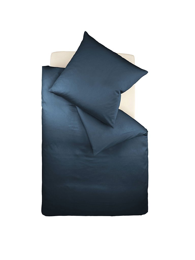 K&Ö HOME Satin-Bettwäsche Set 140x200cm | 70x90cm (Marine) blau