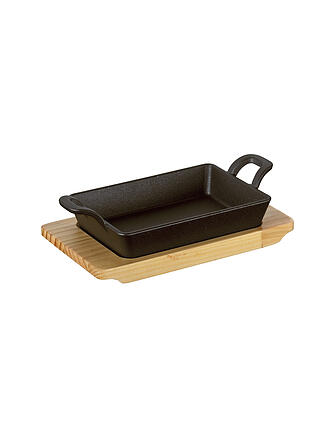 KÜCHENPROFI | Servierpfanne eckig mit Holzbrett 21,5x12,5cm
