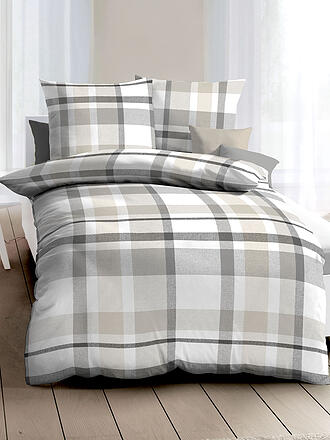 KAEPPEL | Flanell Bettwäsche MADRAS KARO 70x90cm/140x200cm Natur