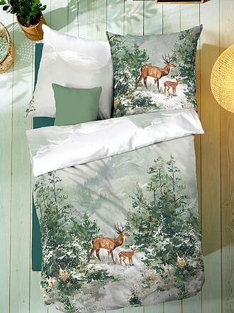 KAEPPEL | Flanell Bettwäsche MAJESTIC DEER 70x90cm/140x200cm Gruen