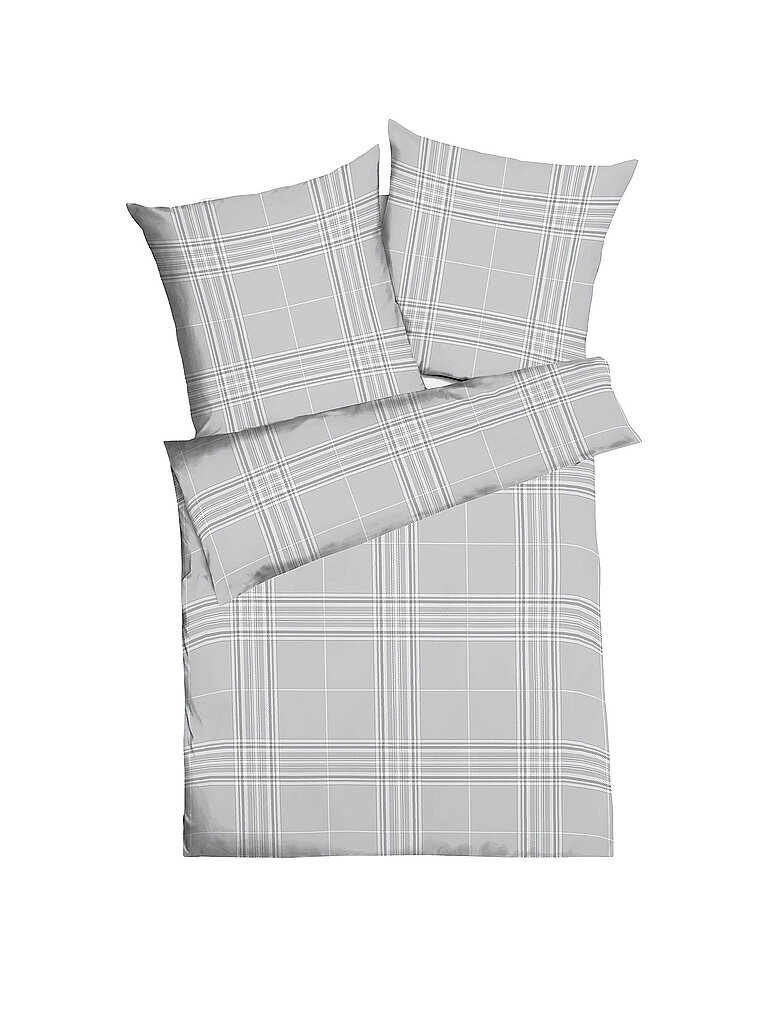 KAEPPEL Flanell Bettwäsche 70x90cm/140x200cm PURE Silber hellgrau – KAEPPEL