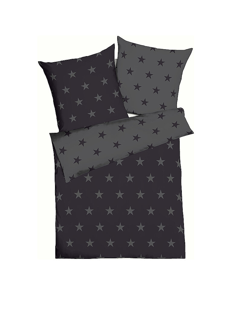 KAEPPEL Flanell Bettwäsche 70x90cm/140x200cm STARS Zinn grau – KAEPPEL