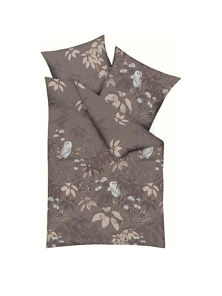 KAEPPEL Flanell Bettwäsche 70x90cm/140x200cm SCHNEEEULE Braun braun – KAEPPEL