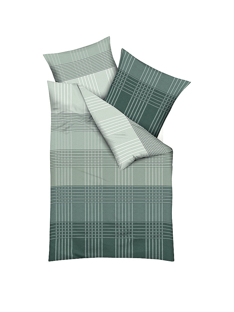 KAEPPEL Flanell Bettwäsche 70x90cm/140x200cm ZONES Oliv dunkelgrün – KAEPPEL