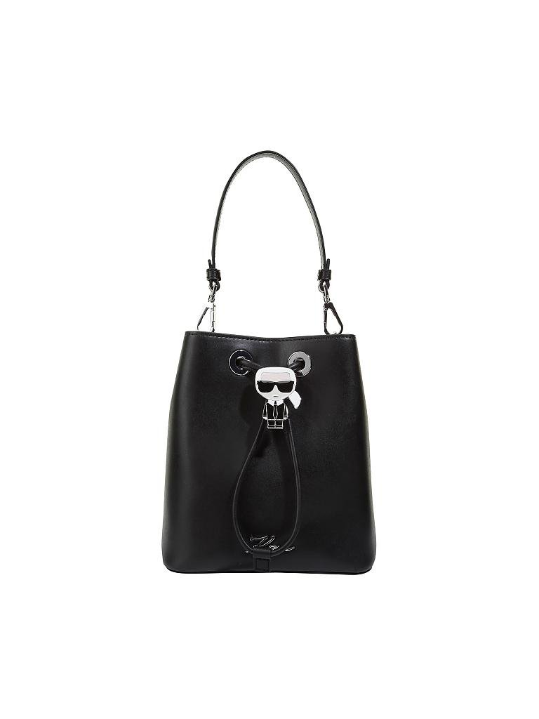 KARL LAGERFELD | Ledertasche - Beuteltasche "Ikonik" | schwarz