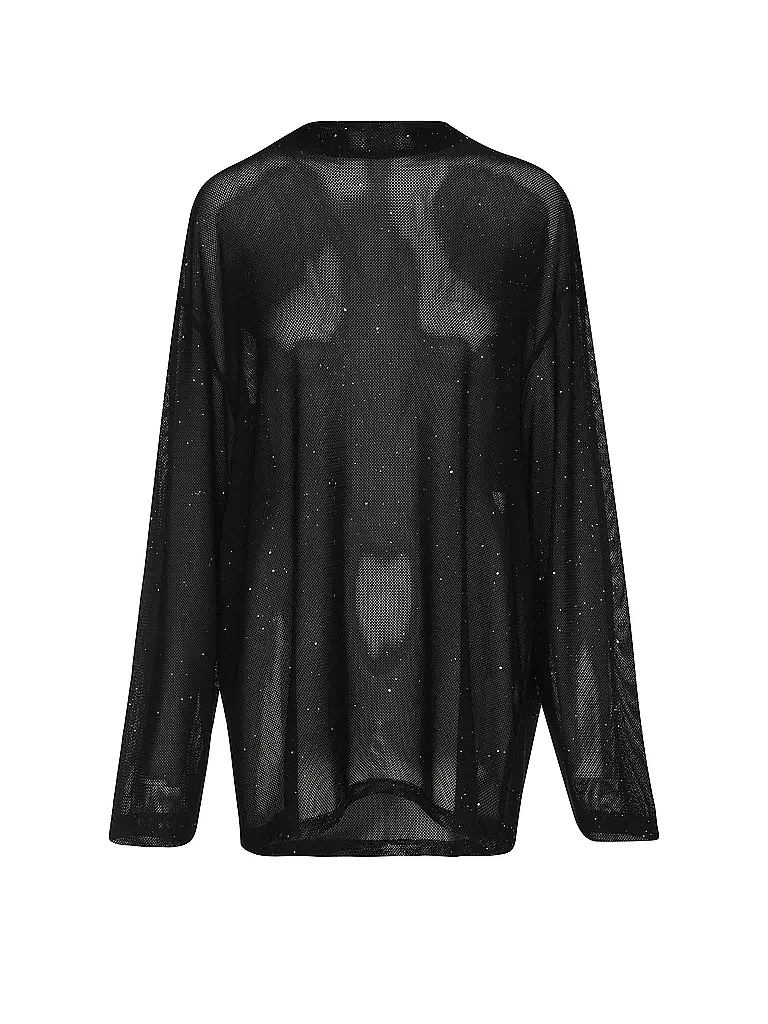 KARO KAUER | Langarmshirt MESH SPARKLE | Schwarz