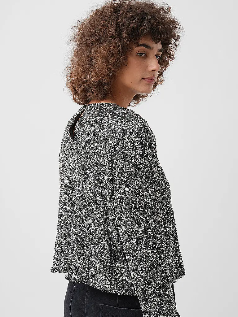 KARO KAUER | Langarmshirt SEQUINS SILVER | 