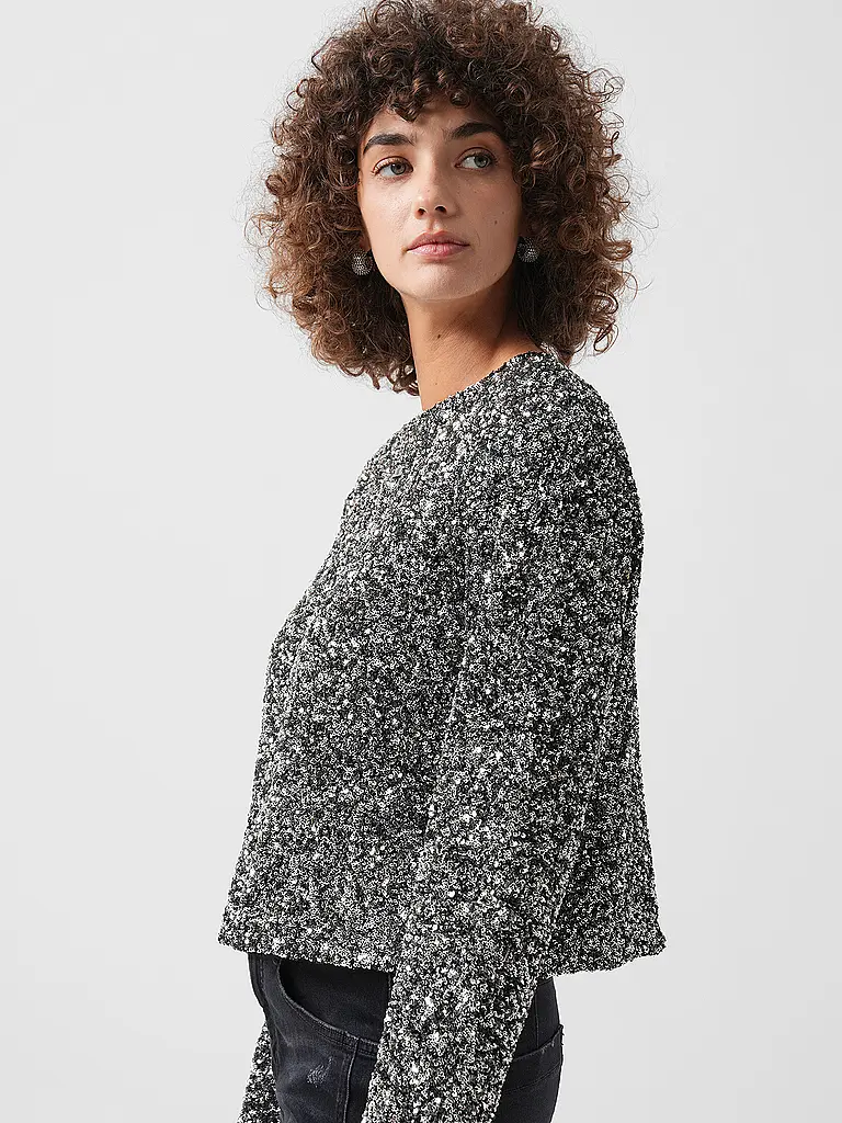 KARO KAUER | Langarmshirt SEQUINS SILVER | 