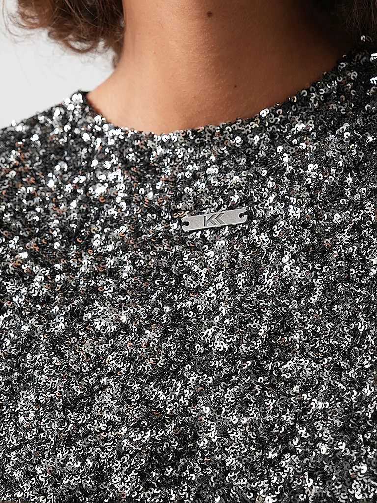KARO KAUER | Langarmshirt SEQUINS SILVER | 