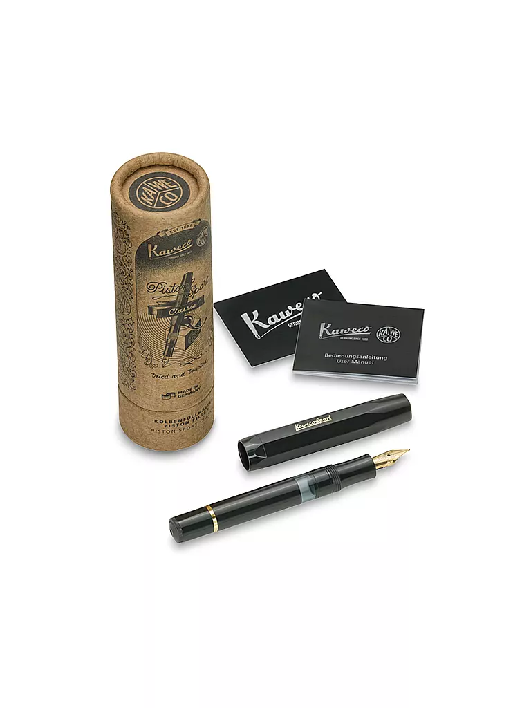 KAWECO | Füllhalter Piston Sport Classic Black/Gold F | schwarz