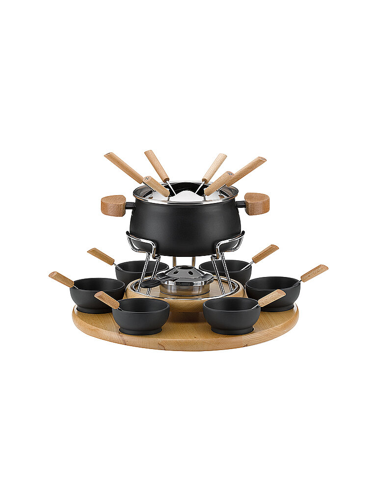 KELA Fonduekarussell Natura 23tlg 1,2l Schwarz/Buche schwarz