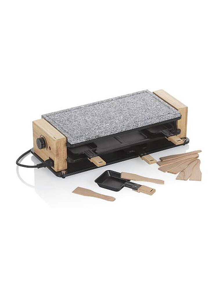 KELA Raclette Hot Stone BEDRETTO für 8 Personen Granit / Holz grau