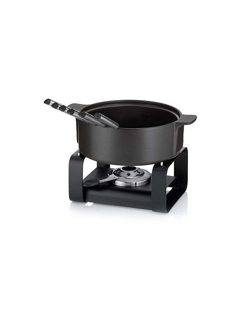 KELA Käsefondue-Set 9tlg. ROMAN Keramik Schwarz schwarz