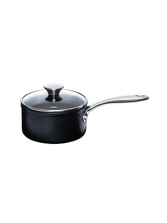 KELOMAT | Stielkasserolle mit Glasdeckel 16cm/1,6l NUOVO Keramik/Antihaft 