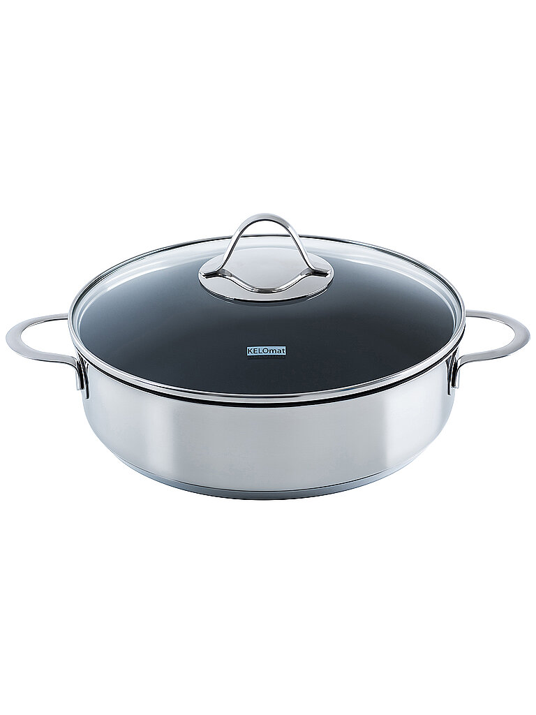 Kelomat, 3545-383, Perfekt Schmorpfanne mit Deckel, 28 cm Durchmesser, Edelstahl, induktionsgeeignet