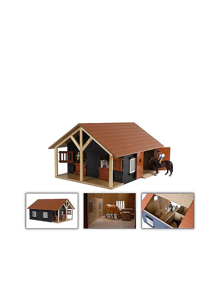 KIDS GLOBE | Bauernhof Pferdestall mit 2 Boxen und 1 Werkstatt | bunt