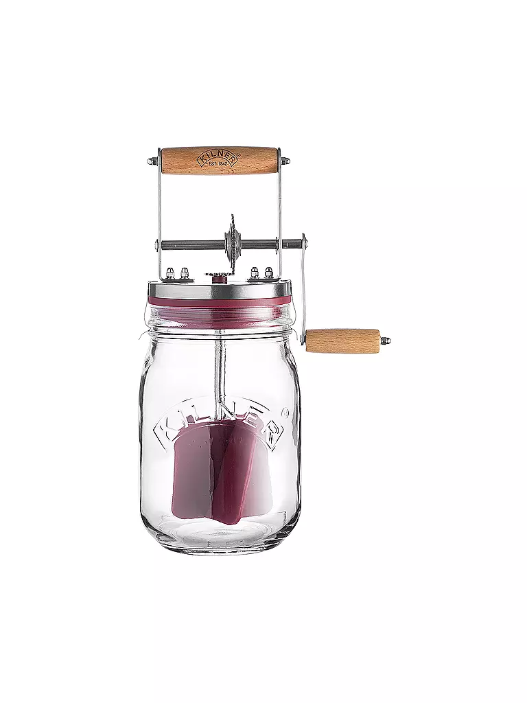 KILNER | Butterfass mit Kurbel 1l Glas/Edelstahl | transparent