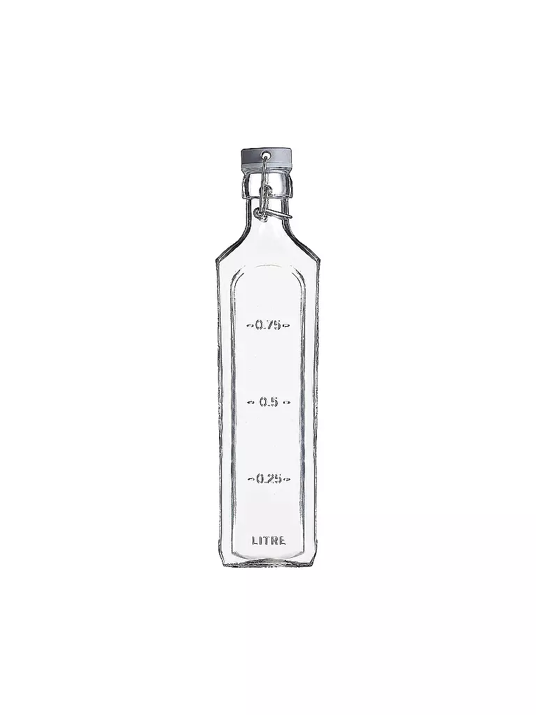 KILNER | Glasflasche mit Bügelverschluss 1l eckig Glas | transparent