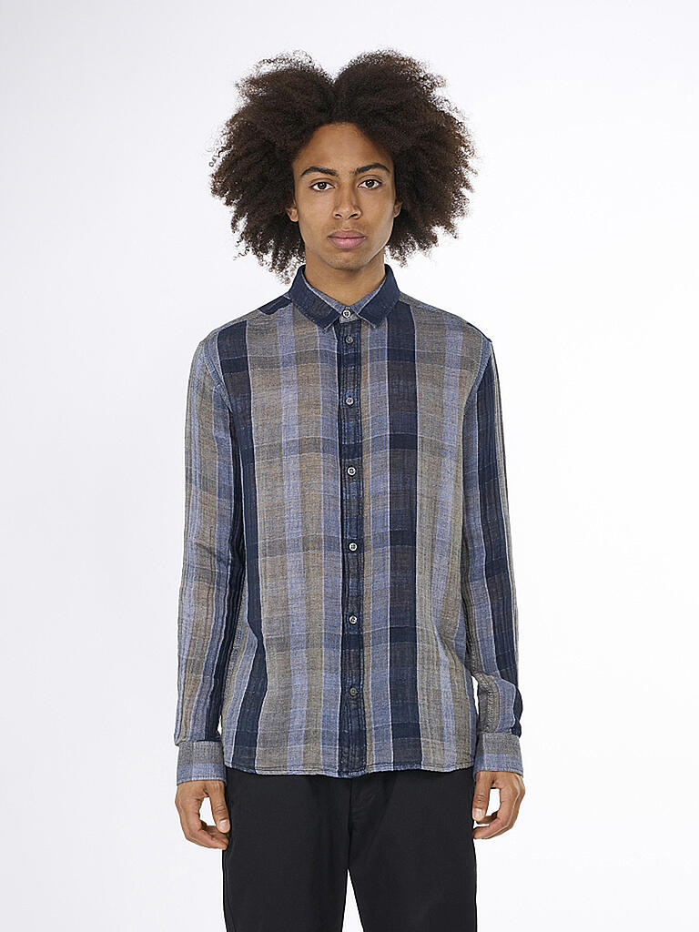 KNOWLEDGE COTTON APPAREL | Hemd Relaced Fit  | blau