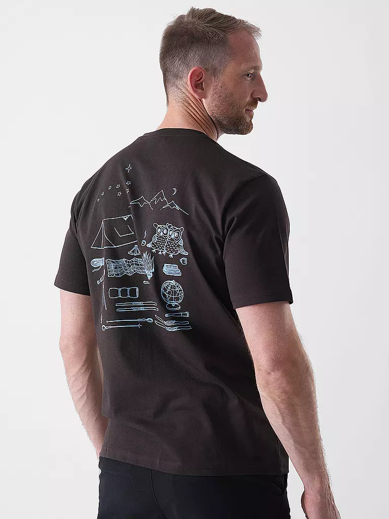 KNOWLEDGE COTTON APPAREL | T-Shirt BACKPRINT CAMP LIFE | braun