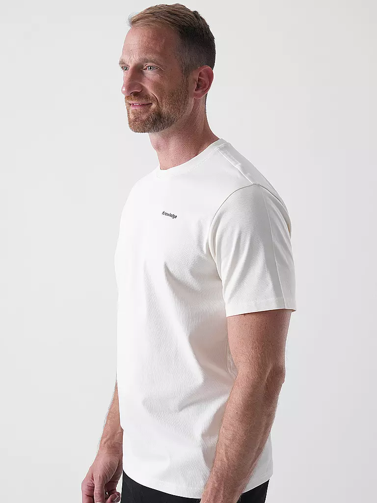 KNOWLEDGE COTTON APPAREL | T-Shirt BACKPRINT MOUNTAIN | creme