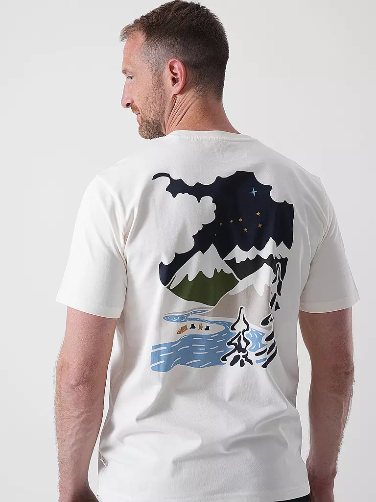 KNOWLEDGE COTTON APPAREL | T-Shirt BACKPRINT MOUNTAIN | creme