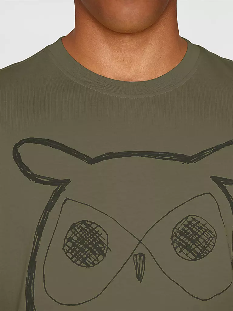 KNOWLEDGE COTTON APPAREL | T-Shirt BIG OWL | olive