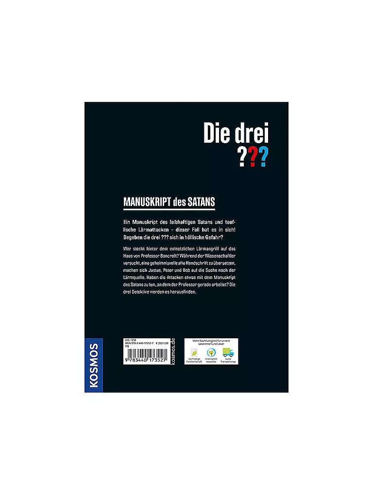 KOSMOS VERLAG | Buch - Die Drei Fragezeichen - Manuskript des Satans | keine Farbe