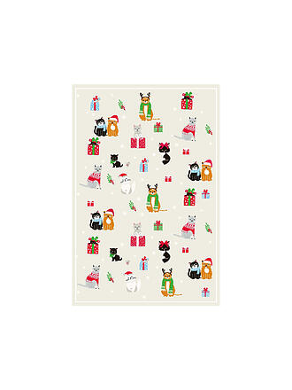 KRACHT | Geschirrtuch Halbleinen 50x70cm WEIHNACHTSKATZEN