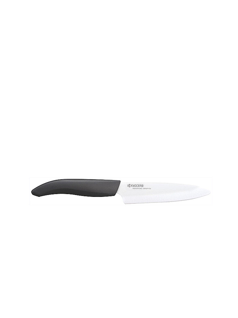 KYOCERA Keramik‑Allzweckmesser Nature Serie 11 cm – Griff aus über 60% organischem Kunstoff auf der Basis von Zuckerrohr, weiße Klinge, rostfrei, FK‑110 WH‑BK NATURE