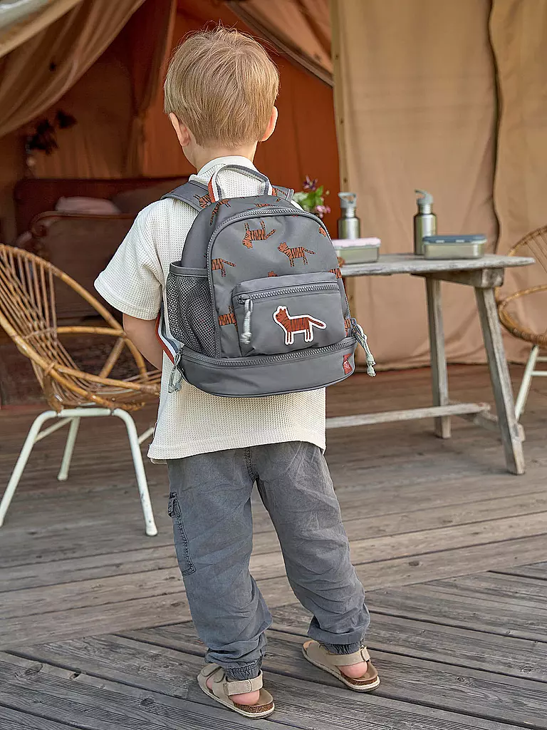 LÄSSIG | Kindergarten Rucksack Mini Safari Tiger | grau