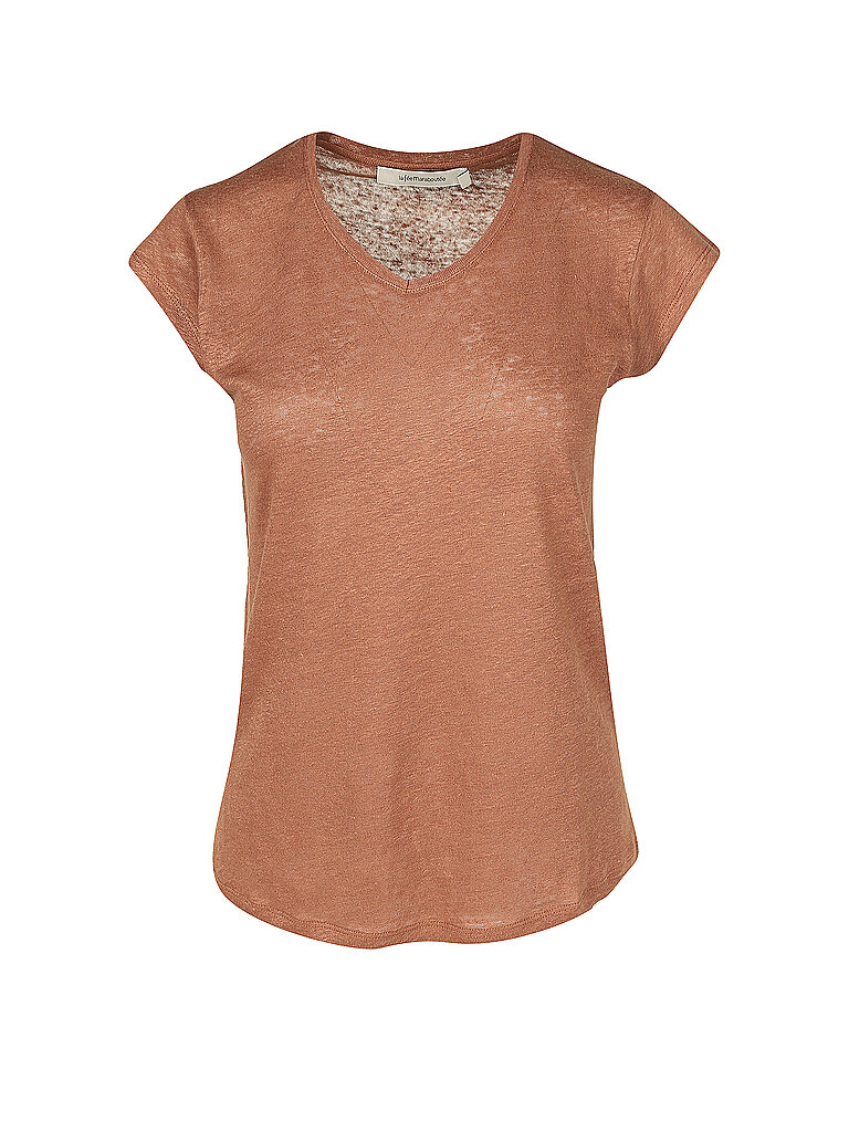 LA FEE MARABOUTEE Leinen T Shirt Davia braun | XS