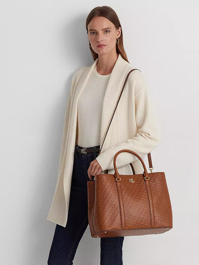 LAUREN RALPH LAUREN | Ledertasche - Henkeltasche MARCY 36 SATCHEL Large | braun