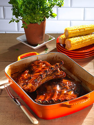 LE CREUSET | Gusseisen-Bratreine eckig 33cm/4,9l SIGNATURE Ofenrot